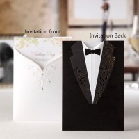 Romantic Wedding Invitation Black & White Laser Cut Wedding Invitations Card