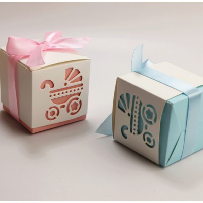 Custom Logo Printing Party Fancy Square Paper Box Foldable Gift Box with Ribbon