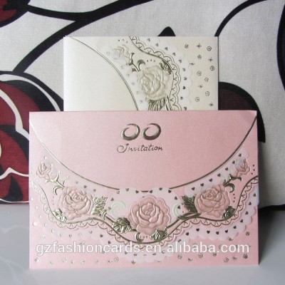 Tracing Paper Gold Rose Embossed Custom Fold Wedding Invitation Covers