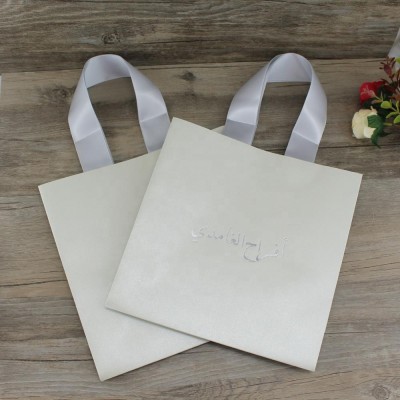 Elegant Customized Wedding Invitation Card Bag Hand Made Invitation Card Design Hand Bag for Marriage Craft