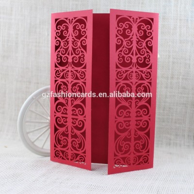 Affordable Blank Chinese Design Red Laser Cut Gate Wedding Invitation Cards