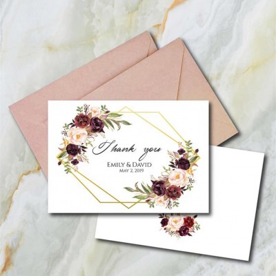 China Factory Supplier Amazon Fancy Cards Printing Custom Logo Thank You Cards with Envelopes